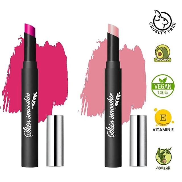 Skin Smoothie Lip Crayon Lipstick With Vitamin E & Avocado oil & Jojobal (Coral & Hot Pink) (Pack Of 2)