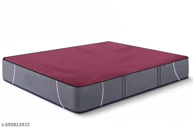 Polyester Double Bed Mattress Protector (Maroon, 72x75 inches)