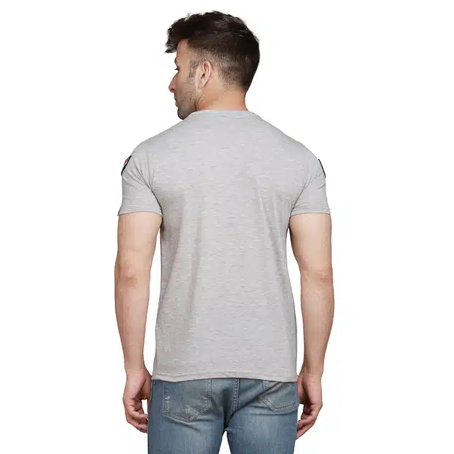 Men Solid Round Neck T-shirt (Grey, L) (RSC-40)