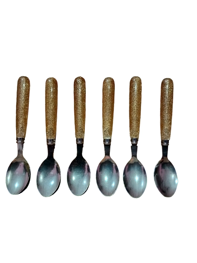 Stainless Steel Spoons with Plastic Handle (Multicolor, Pack of 6)