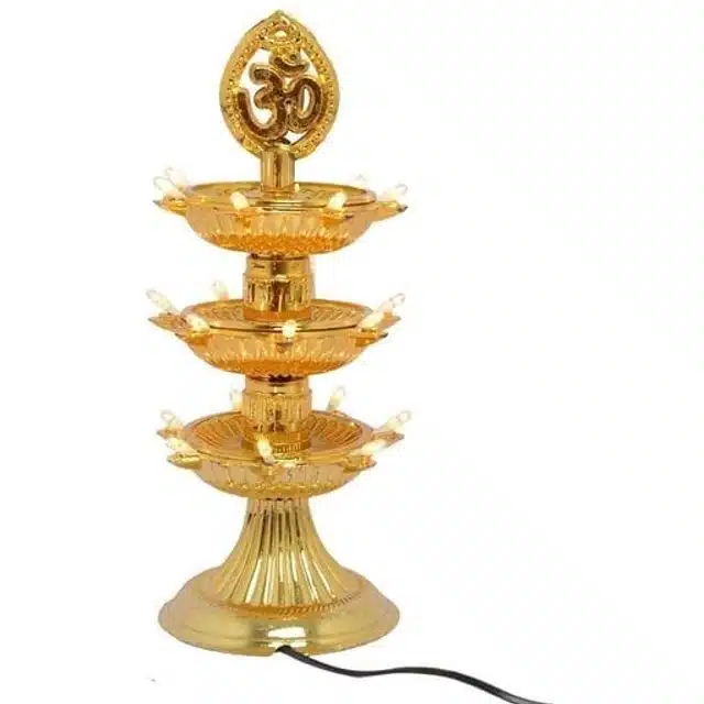 3 Layer Electric Diya for Home Temple (Gold)