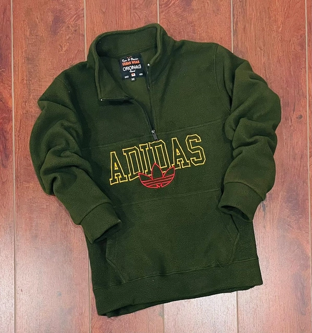 Fleece Printed Sweatshirt for Men (Green, M)