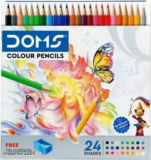 DOMS Color Pencils with free Sharpener (Full size, 24 Shades, Pack of 1)