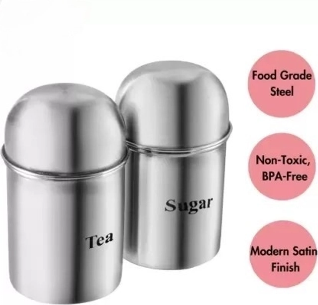 NIVIS Steel Tea Sugar Container (Pack of 2)