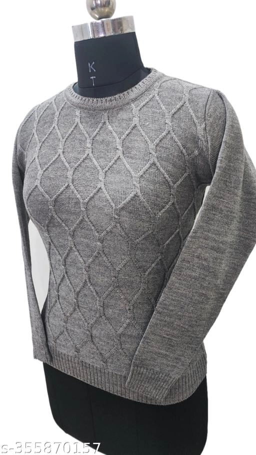 Woolen Solid Top for Women (Grey, Free Size)