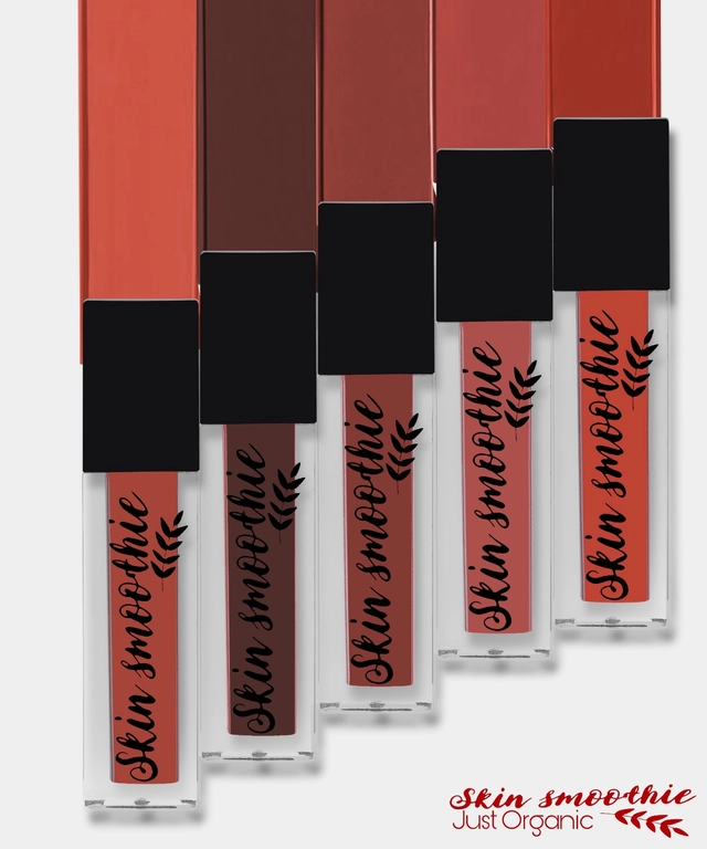 Skin Smoothie Velvet Matte Waterproof Liquid Lipsticks (Multicolor, Pack of 5)