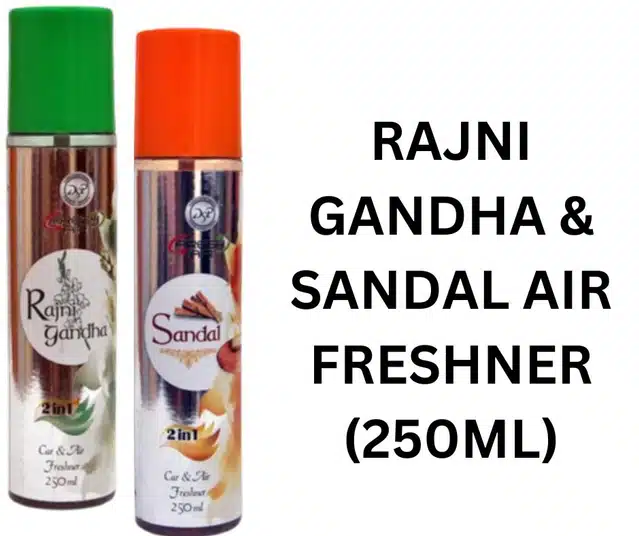 DSP Rajnigandha with Sandal 2 in 1 Car & Air Freshener (Pack of 2, 250 ml)