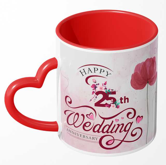 Bride Loading Printed Heart Handle Mug Microwave Safe Ceramic Tea Coffee (Red, 350 ml) (GT-893)