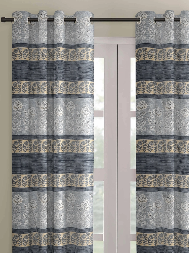 Polyester Curtain for Window (Grey, 7x4 Feet) (Pack of 2)