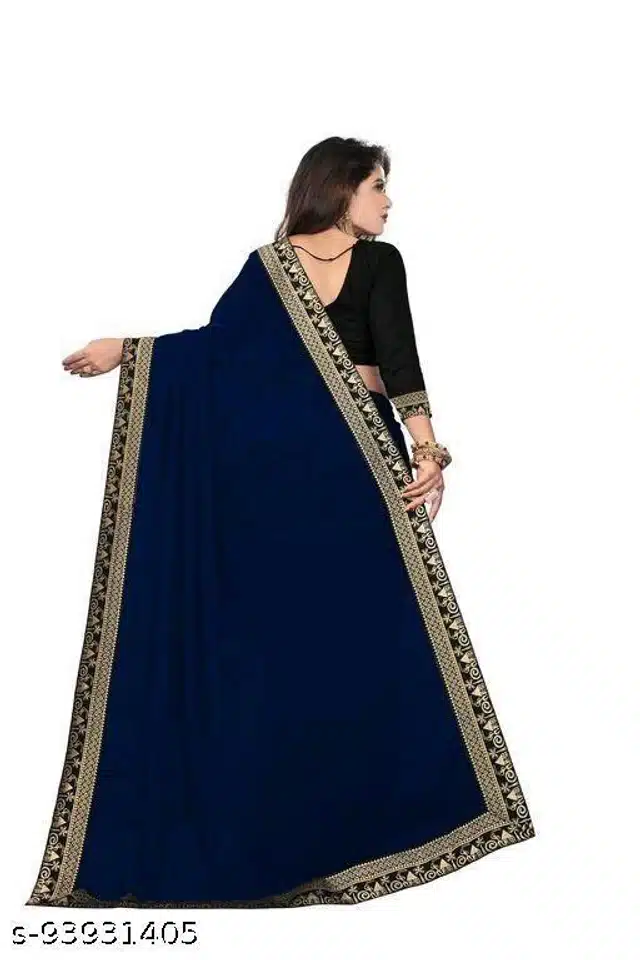 Saree with Unstitched Blouse for Women (Navy Blue, 6.2 m)