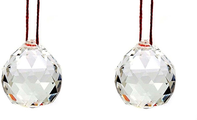 Glass Fengshui Balls Wall Hanging (Transparent, Pack of 2)