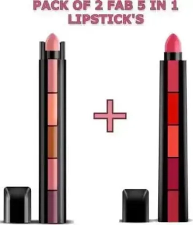 36 H Eyeliner With Kajal & 2 Pcs 5 In 1 Lipstick (Multicolor, Set Of 3)