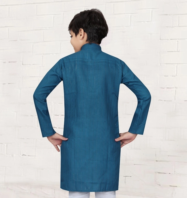 Cotton Solid Kurta for Boys (Blue, 3-4 Years)