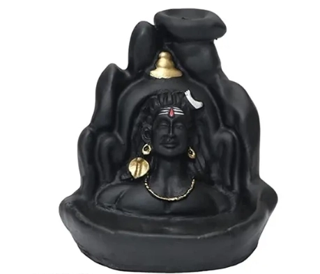 Combo of Handcrafted Adiyogi Mahadev & Ganeshji Backflow Incense Cone Holder with Free 45 Pcs Cones (Multicolor, Set of 3)