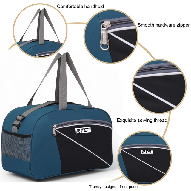 Polyester Durable Adjustable Strap Travel Duffel Bag (Teal & Black, 20x12x9.5 inches) (40 L)