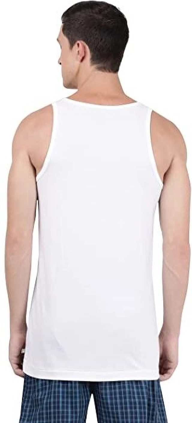 Cotton Solid Vest for Men (White, 80) (Pack of 6)