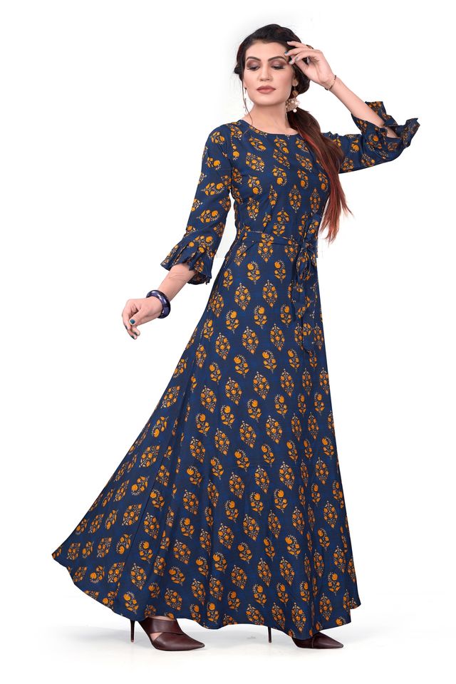 Fit and Flare Gown for womens (Multicolor, L) (NE30)