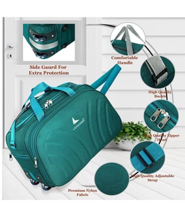 Polyester Solid Waterproof Duffel Bag with Wheels (Sea Green, 60 L)