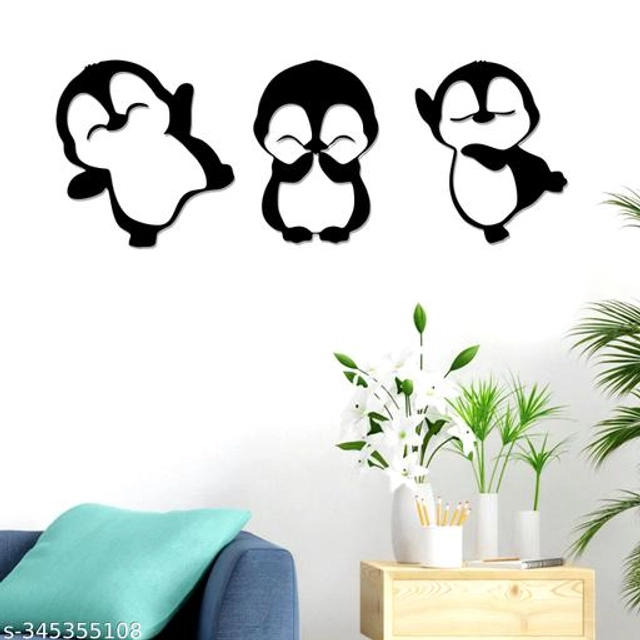 Paper Wall Decor Sticker (Black, Pack of 3)