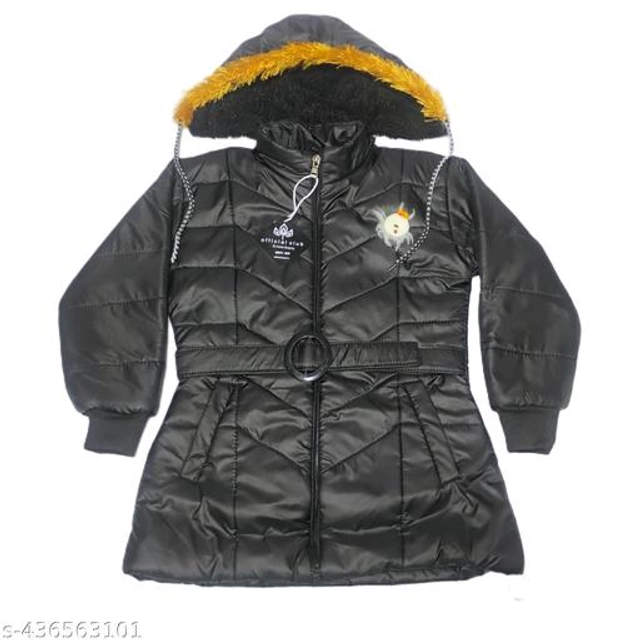 Polyester Jacket for Girls (Black, 0-3 Months)