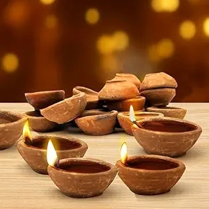 Clay Diyas for Dipawali (Brown, Pack of 100) (Multicolor, Pack of 100)