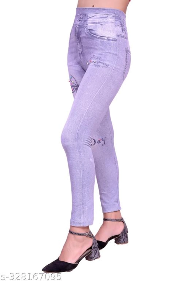 Polycotton Dyed Jeggings for Girls (Lavender, 5-6 Years)