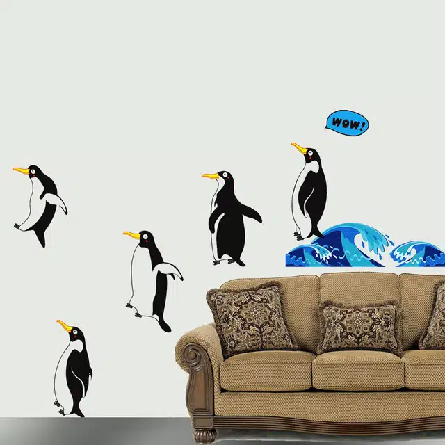 Jumping Penguins Self Adhesive Wall Stickers