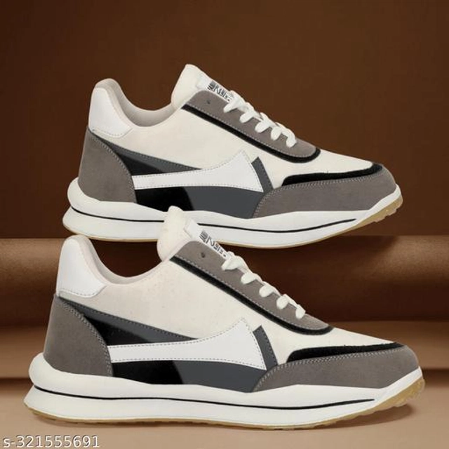 Casual Shoes for Men (White & Grey, 6)