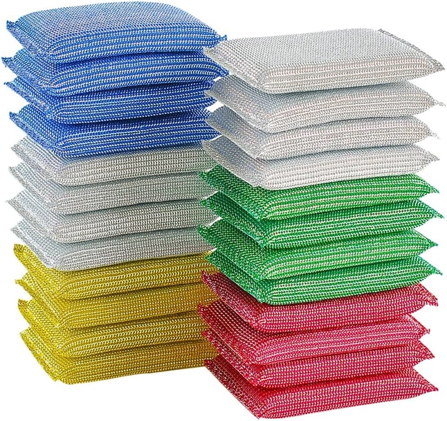 Scratch Proof Kitchen Utensils Scrubber Pads (Multicolor, Pack of 24)