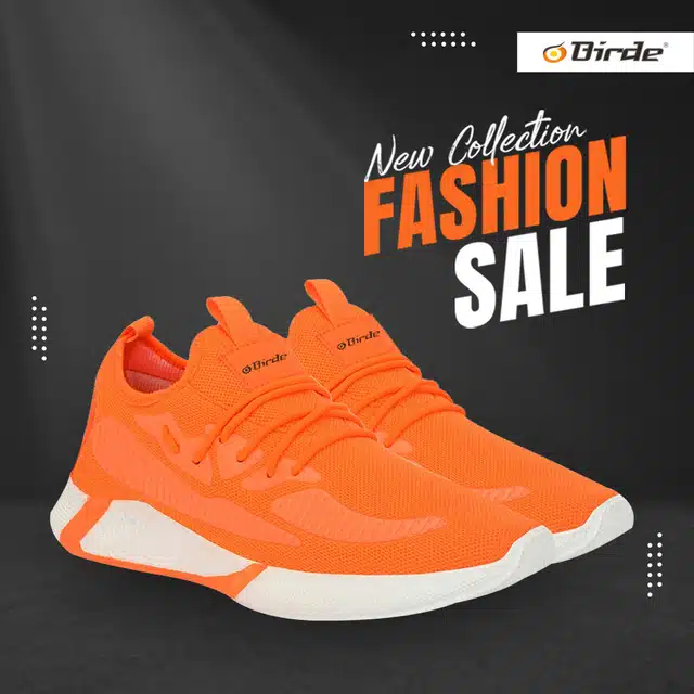 Sports Shoes for Men (Orange & White, 6)
