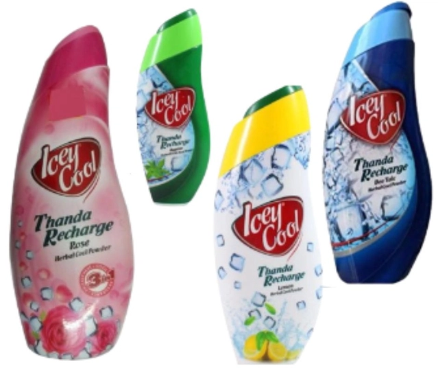 Combo of Labolia Icey Cool Lemon (150 g) with Deo Talc (150 g), Rose (300 g) & Regular (50 g) Herbal Cool Powder (Set of 4)