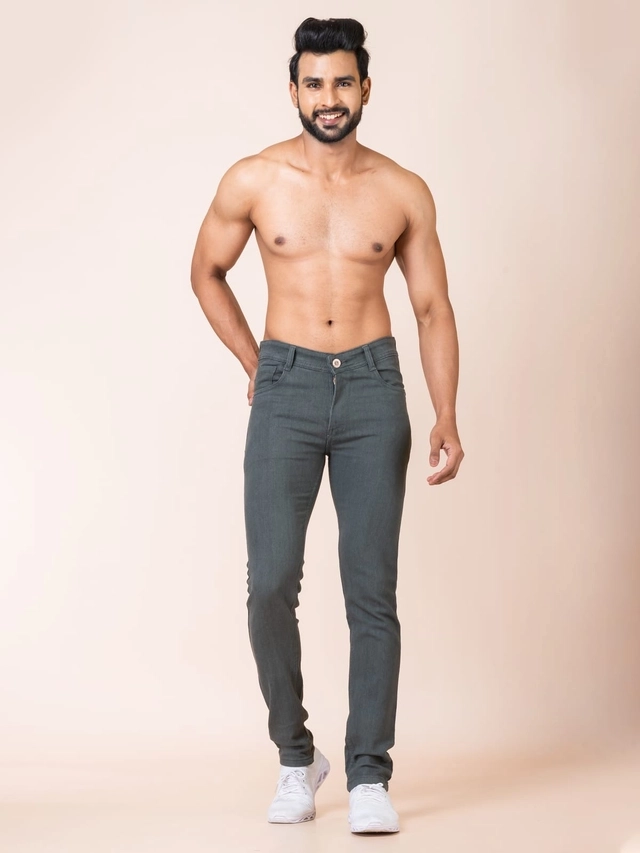 Denim Solid Jeans for Men (Grey, 28)