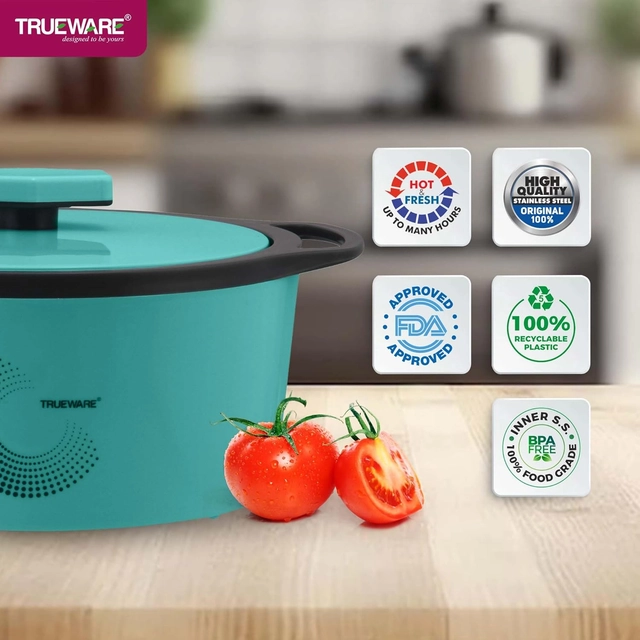 Trueware Orchid Inner Steel BPA Free PU Insulated Thermoware Casserole  (1100 ml) Green