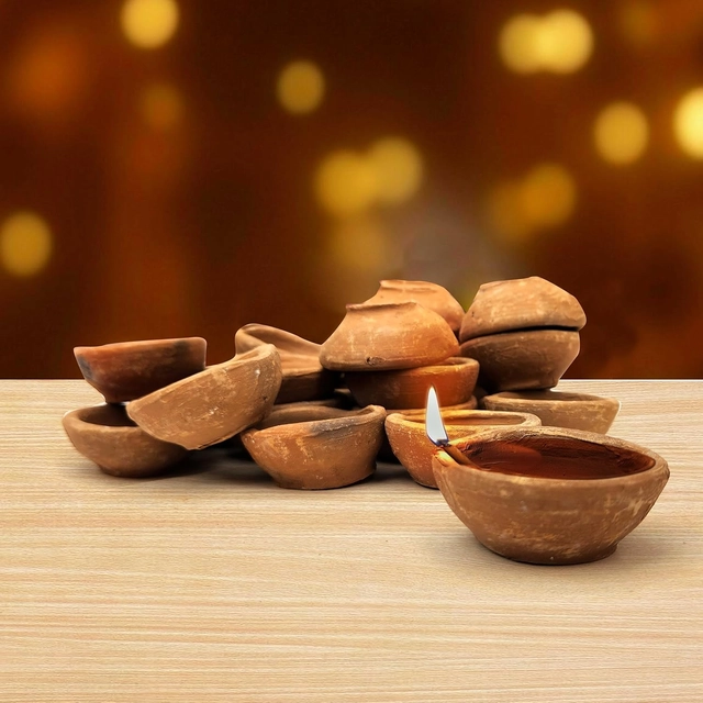 Clay Diyas for Dipawali (Brown, Pack of 100) (Multicolor, Pack of 100)