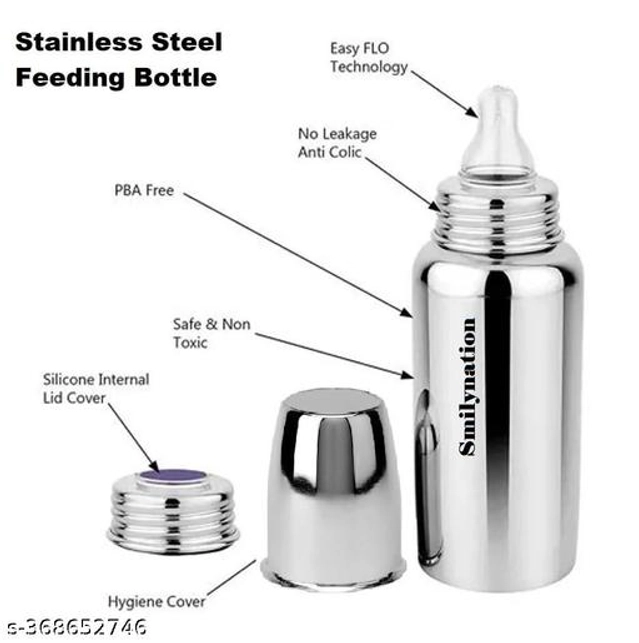 Stainless Steel Milk Bottle for Baby (Silver, 250 ml)