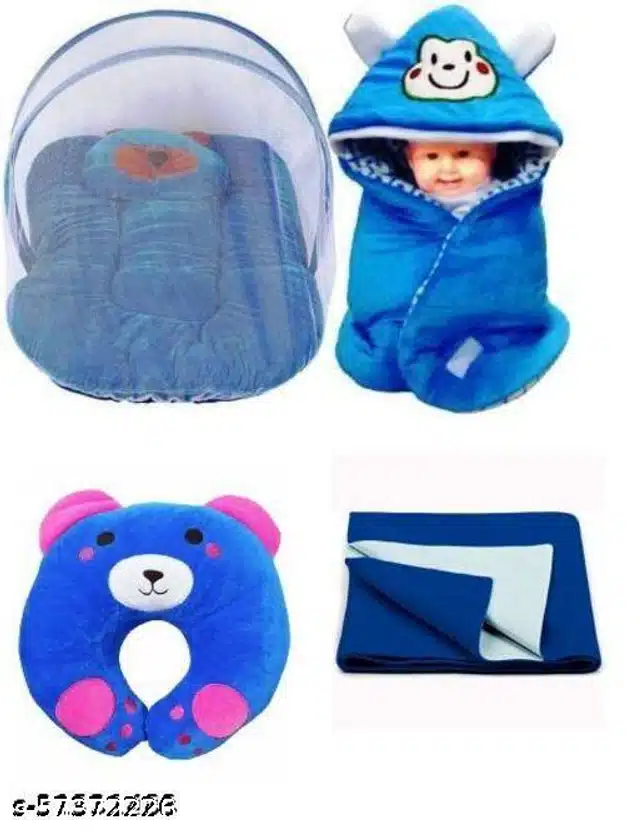 Combo of Baby Sleeping Set (Blue, Set of 4)