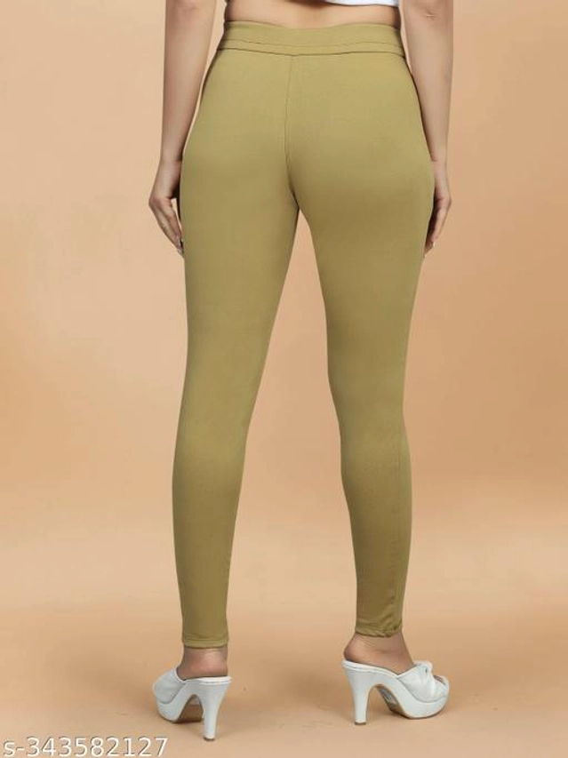 Lycra Jeggings for Women (Beige, 38)