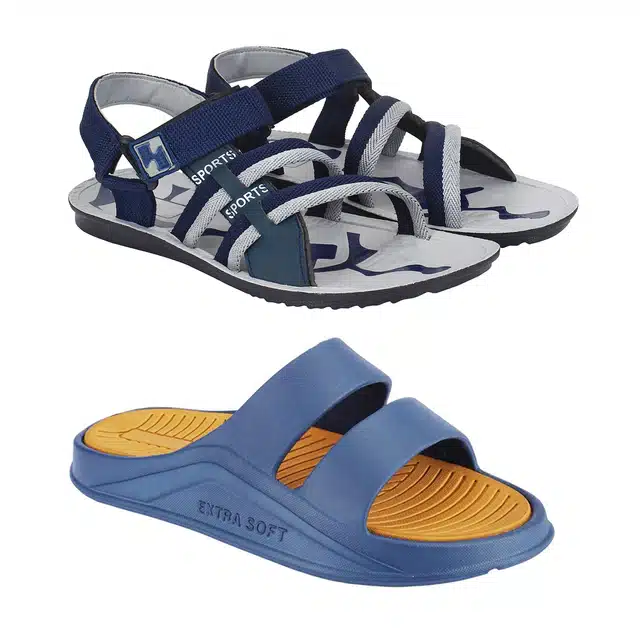 Flip Flops & Sandals for Men (Pack of 2) (Multicolor, 9)