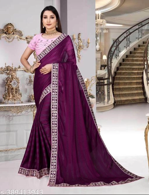 Simmer Embroidered Saree for Women (Purple, 6.3 m)