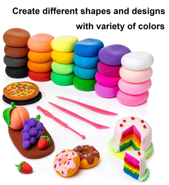 Non Toxic Art & Craft and Learning Clay for Kids (Multicolor, Pack of 12)