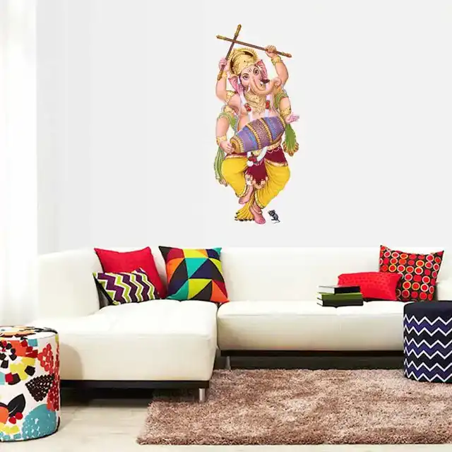 गॉड & गोड्स डांडिया डांस गणेशा 236 वॉल स्टीकर (40 x 60 x 0.1 Cm)