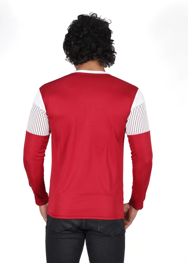 Round Neck Printed T-Shirt for Men (Red & White, M)