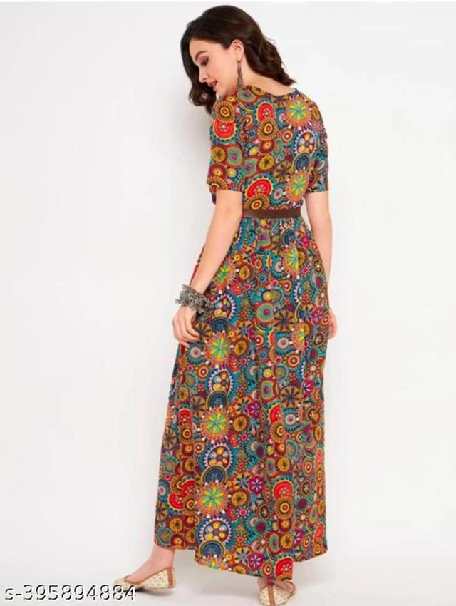 Poly Crepe Dress for Women (Multicolor, S)