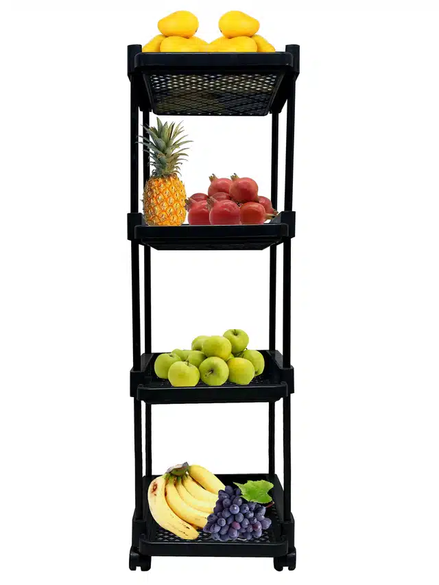 5 Layers Jaali Trolley for Kitchen (Black)