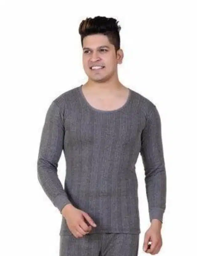 Cotton Blend Thermal Topwear for Men (Dark grey, M)