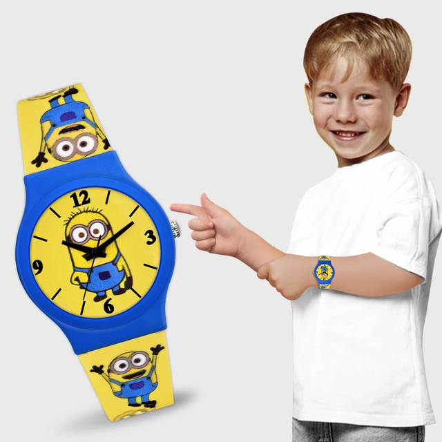 LORETTA Silicone Straps Analog Watch for Kids (Yellow)