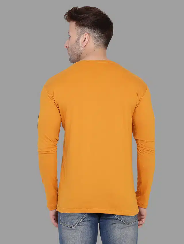 Men Solid Full Sleeves T-shirt (Gold, L) (RSC-123)