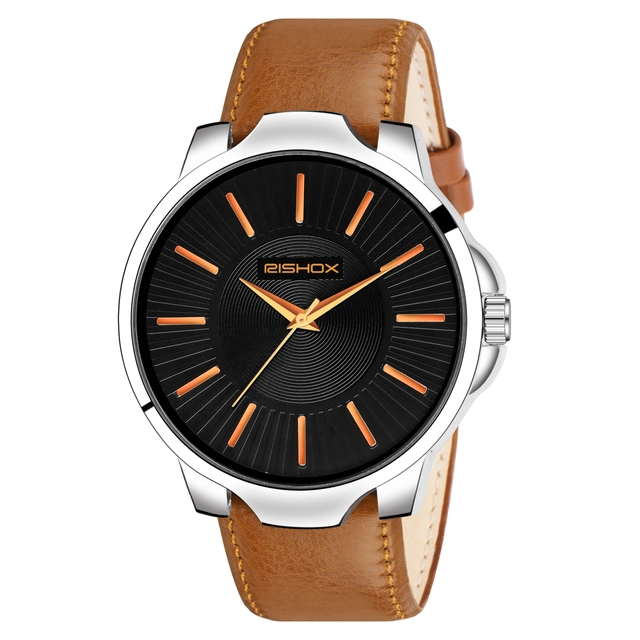 RX-1005 Leather Strap Slim Series Classy Look Analog Watch for Men (Brown & Black)