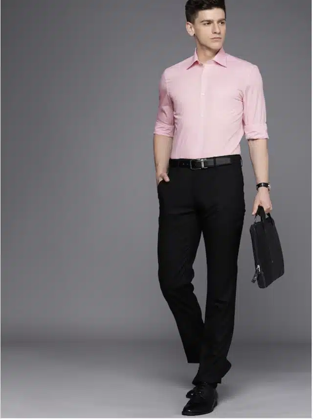 Badlook Casual Cotton Blend Men Solid Shirt (Pack Of 1) (Pink, XL) (TKS-8)