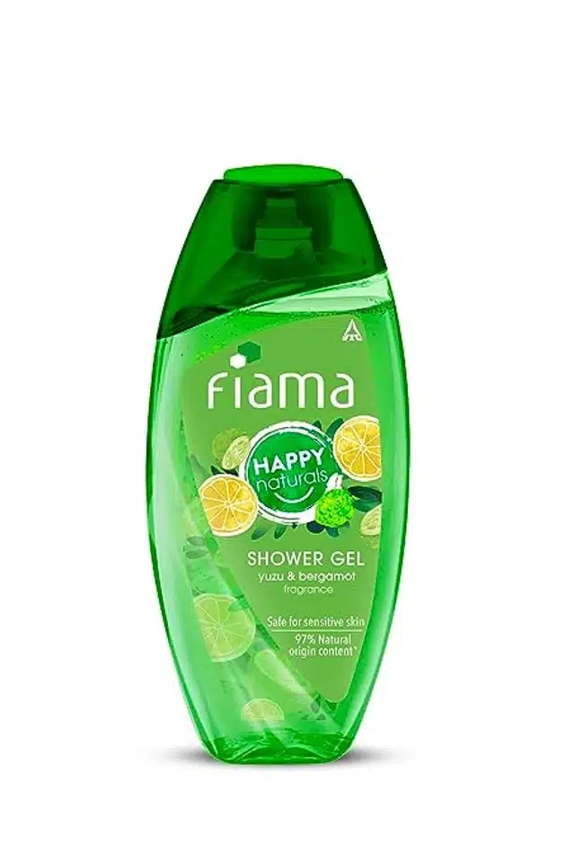 Fiama Happy Naturals shower gel, yuzu and bergamot with 97% natural origin content, skin conditioners for moisturized skin 250 ml